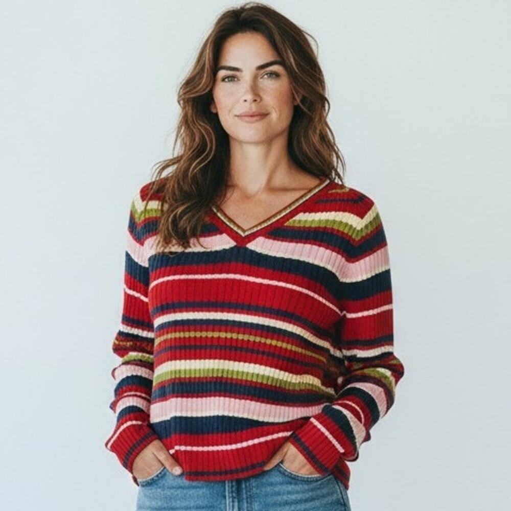 Vintage Women's Fiorlini International Sweater Retro Ribbed Striped Size XL